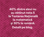 40% dintre elevi nu au obtinut 5 la Testarea Națională la matematică si 30% la română